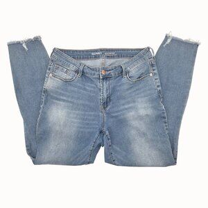 OLD NAVY ROCKSTAR MID-RISE DISTRESSED LIGHT WASH BLUE  DENIM SKINNY JEANS SZ 10
